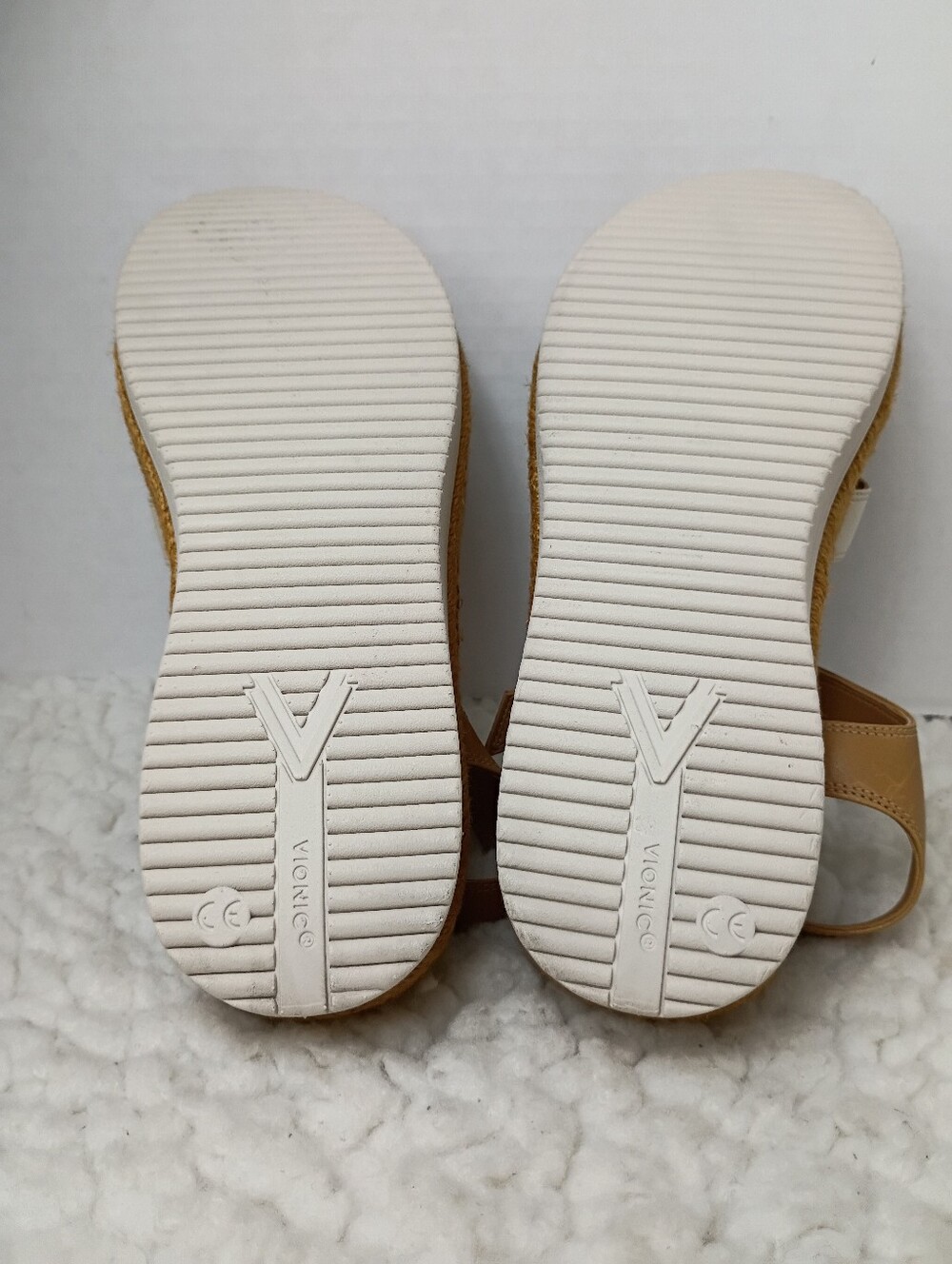 Vionic MAR Platform Espadrille Sandals Women's 8.5 Tan White Gold Leather EU39 - Picture 10 of 10